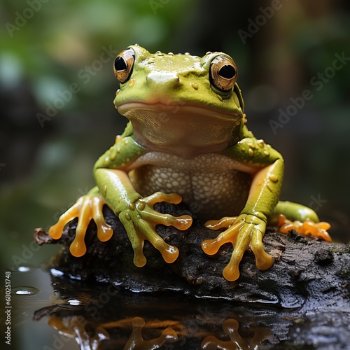 Green and golden bell frog, Litoria aurea, a species of ground-dwelling tree frog native to eastern Australia. Now vulnerable in the wild. Great image for web icon, game avatar, profile picture
