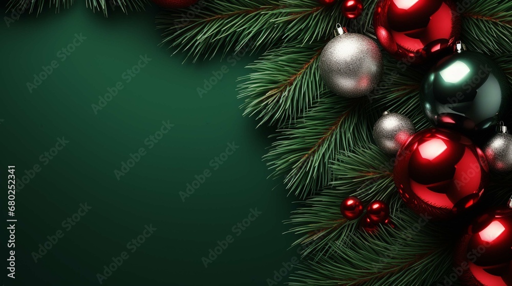 
Red Christmas background with a fir, in the style of realistic, dark silver and dark green, wry, charismatic, light silver and dark green