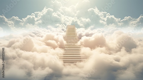 Stairway to the heaven in clouds