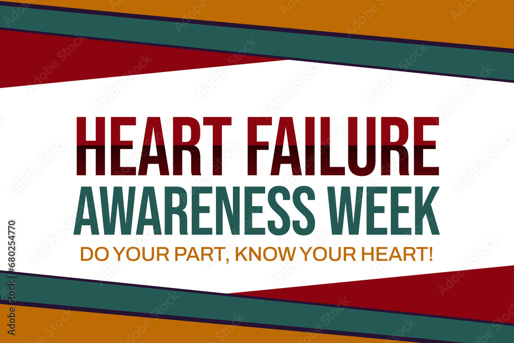 Obraz premium Heart Failure Awareness Week wallpaper with traditional border design. Awareness week for heart failure, backdrop illustration