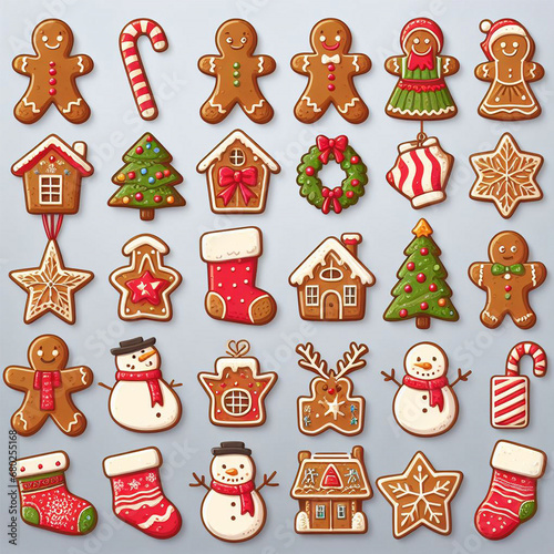 christmas gingerbread cookies set