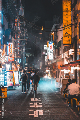 night city street in Japan, a izakaya in shimbashi  photo