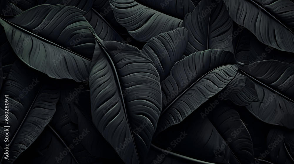 Crafting an Otherworldly Tapestry with Abstract Black Leaves. AI generative.