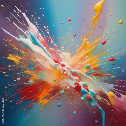 colorful splash with paint splashes colorful splash with paint splashes colorful abstract background. 3d rendering