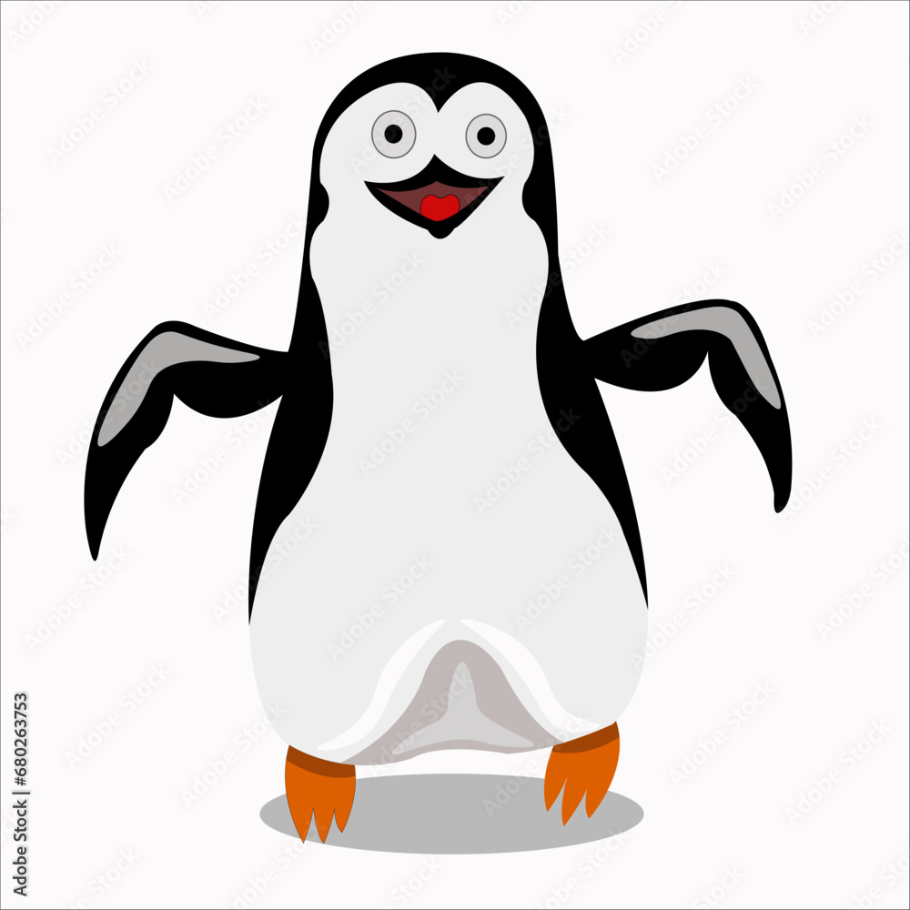 Obraz premium Cheerful penguin on a white background