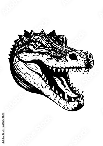 Menacing Crocodile Head Vector Illustration © Mateusz