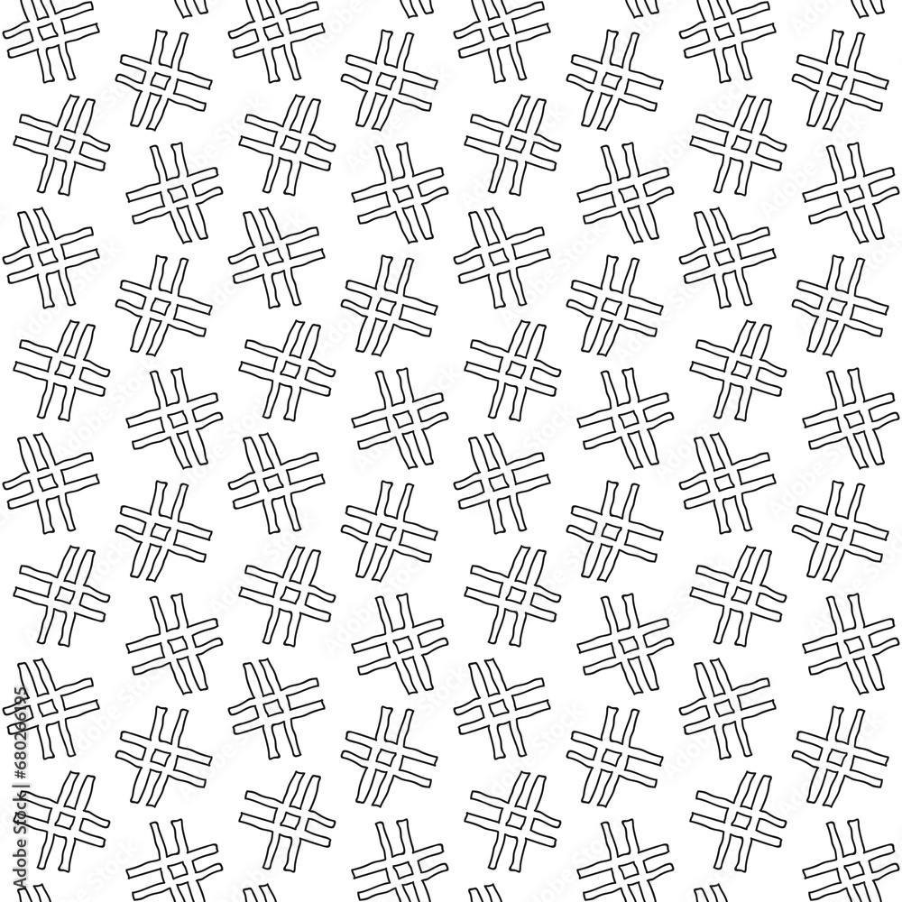 Seamless monochrome pattern of abstract shapes