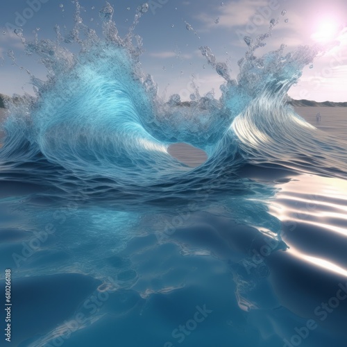 3d rendering of the wave 3d rendering of the wave 3d illustration, wave, ocean and blue background