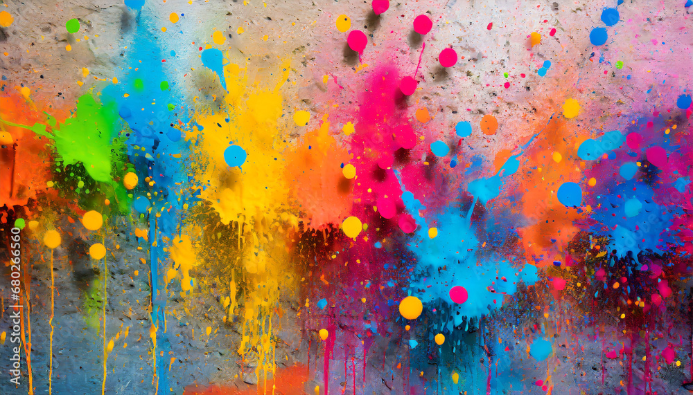 colorful spray paint splatters on the wall