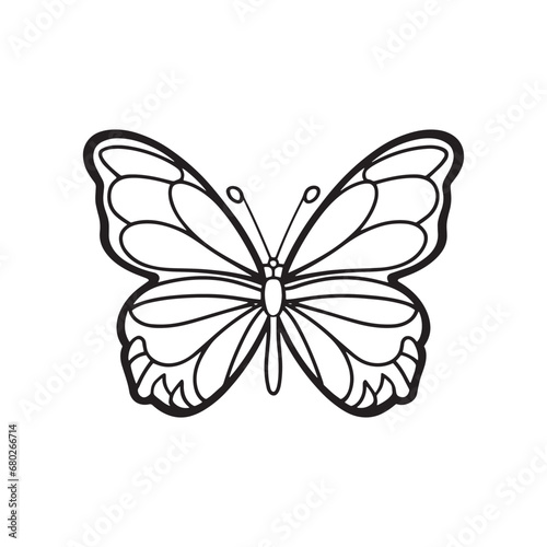 Butterfly Vector, Black And White Butterfly Line Art Vector Illustration 