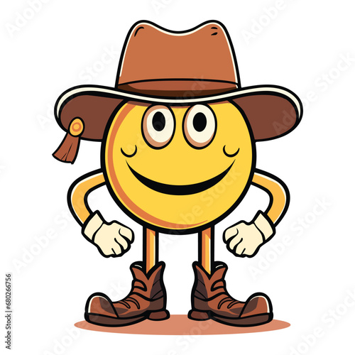 Cowboy Emoji with hat Vector. Happy Emoji Vector Illustration