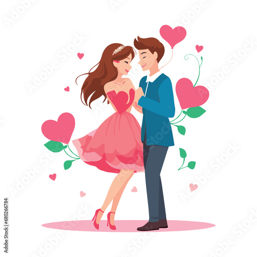 Happy love couples Vector. Valentine Day Vector Men and women kissing, hugging, and cuddling. 
Diverse people in romantic relationships. Colored flat vector illustration of lovers