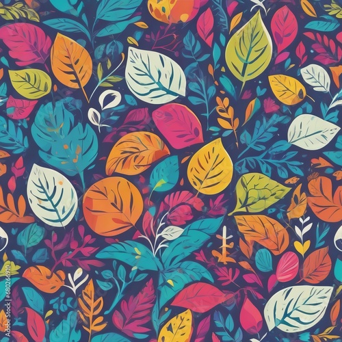 seamless pattern with colorful autumn leaves. hand - drawn background. seamless pattern with colorful autumn leaves. hand - drawn background. vector seamless pattern with hand drawn leaves. © Shubham