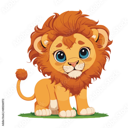 Lion Vector. Cute Lion Cartoon Vector Illustration