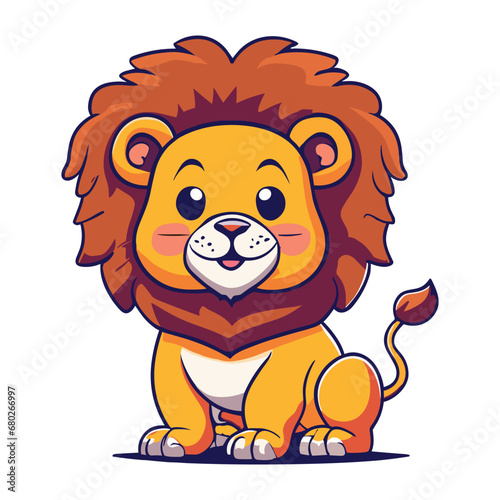 Lion Vector. Cute Lion Cartoon Vector Illustration
