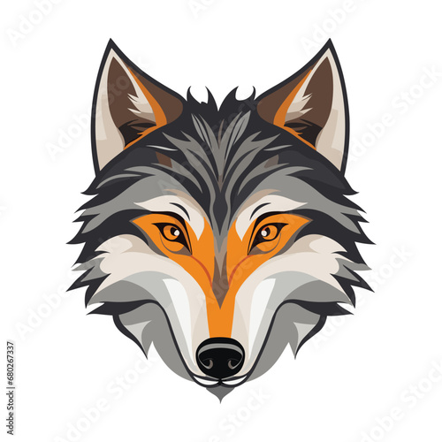 wolf Vector. Wolf Isolated Head Vector On White Background
