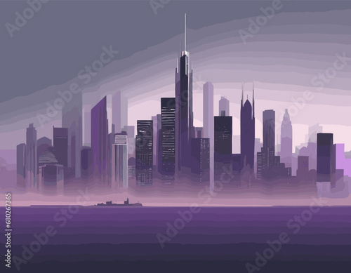 Urban skyline-inspired abstract backdrop in a gradient from dusk purple to cityscape gray  capturing a metropolitan vibe.
