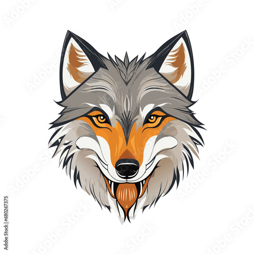 wolf Vector. Wolf Isolated Head Vector On White Background