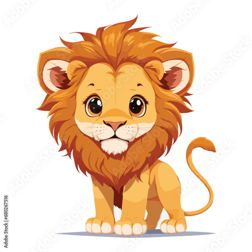 Lion Vector. Cute Lion Cartoon Vector Illustration