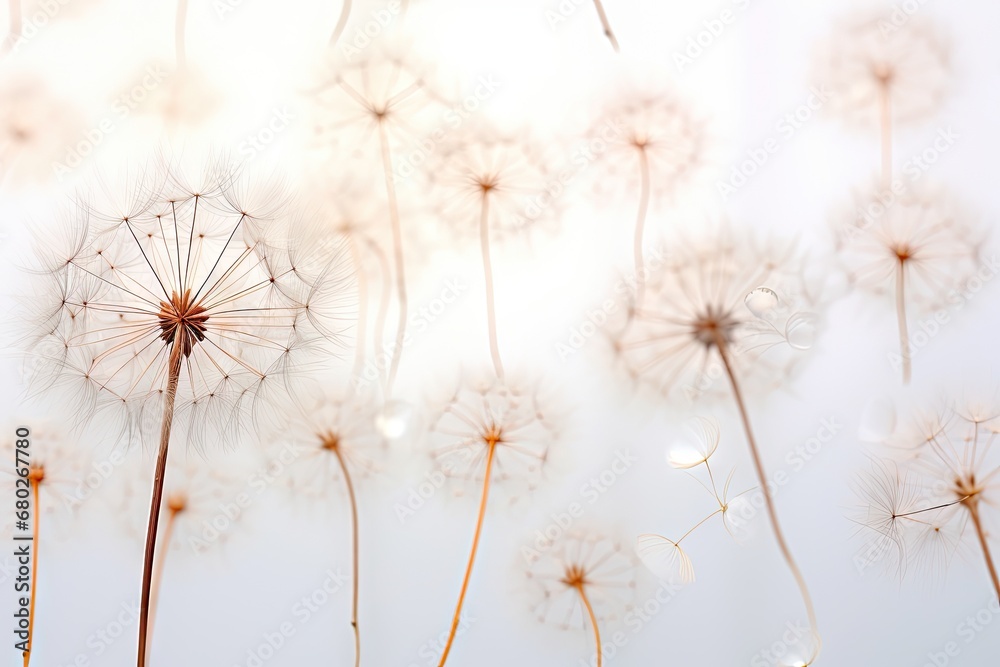 a close up of a dandelion with drops of water on the dandelion's petals in the foreground. a close up of a dandelion with drops of water on the dandelion's petals in the foreground.