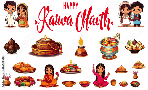 Happy Karwa Chauth Indian Festival Celebration Background photo
