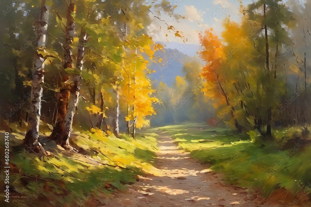 autumn landscape with a path with a yellow leaves autumn landscape with a path with a yellow leaves autumn landscape with a beautiful forest