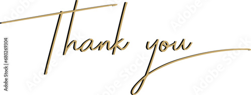 Thank you golden sign. Elegant Gold Thank You sign. Thank you gold handwritten sign. 