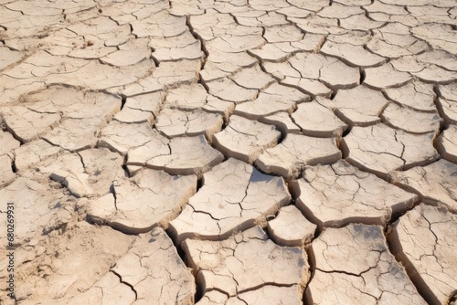 Cracked Dry Ground in Drought: Texture of the Environment on a Hot Day Outdoors