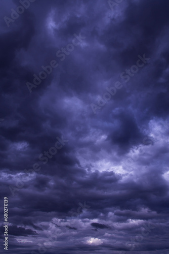 Epic Storm clouds, sky, violet blue dark rainy clouds abstract background texture, thunderstorm