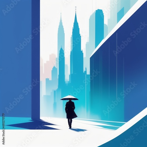 vector illustration of woman in the city vector illustration of woman in the city modern city in new york. © Shubham