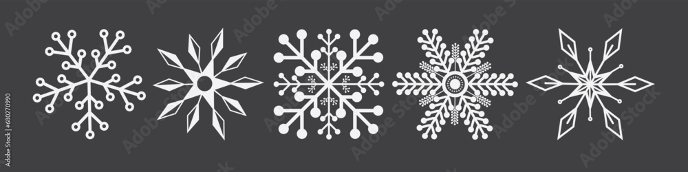 Snowflake variations icon collection . Doodle line snow icons, Winter symbol .	
 - obrazy, fototapety, plakaty 