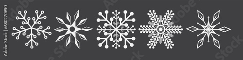 Snowflake variations icon collection . Doodle line snow icons, Winter symbol .	
