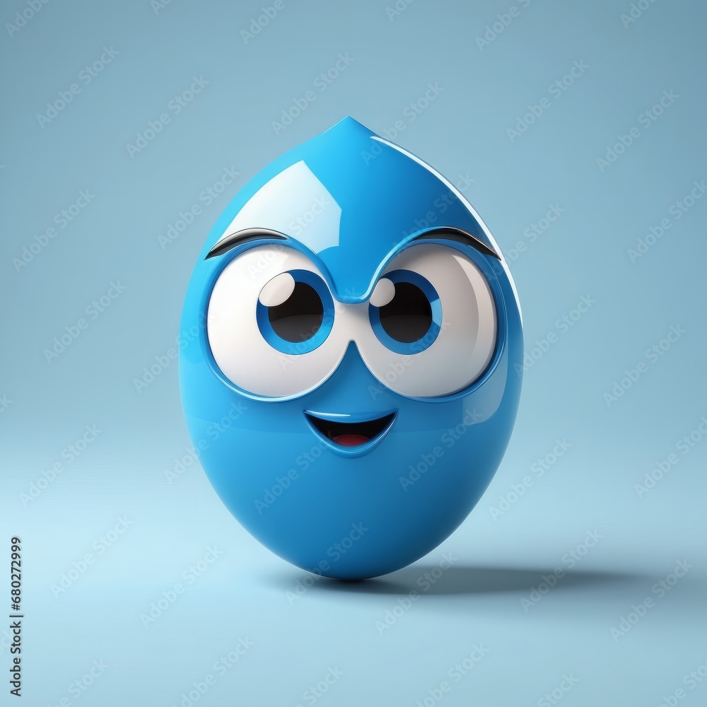 cute cartoon blue egg with eyes on a white background cute cartoon blue