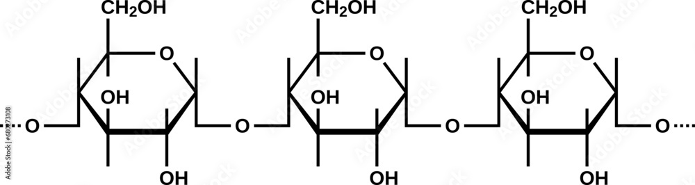 Amylose structural formula, starch component Amylose structural formula, starch component