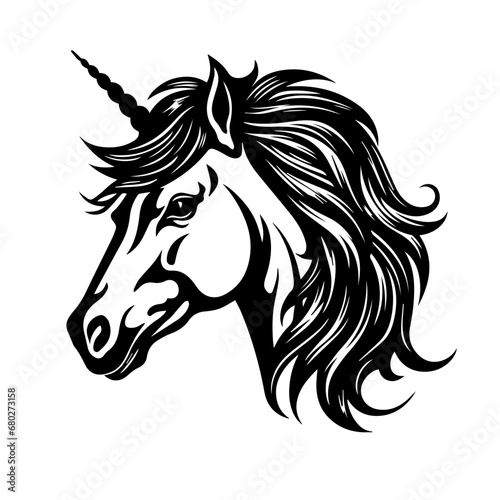 Fototapeta Naklejka Na Ścianę i Meble -  Enchanting Unicorn Head Vector Illustration