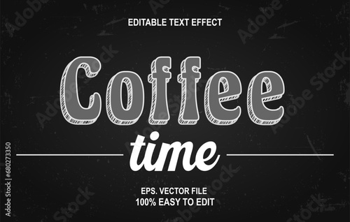 editable text coffe time text effect vector