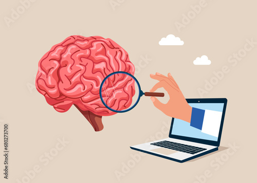 Diagnostics cerebrum Medical Center Care. Flat vector illustration.