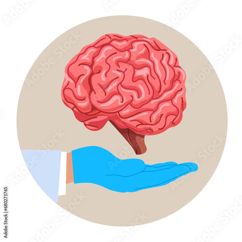 Human cerebrum. Human brain anatomy. Organs symbol. Medicine Design Background. Flat vector illustration