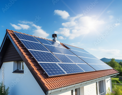 solar panels on roof. AI generated