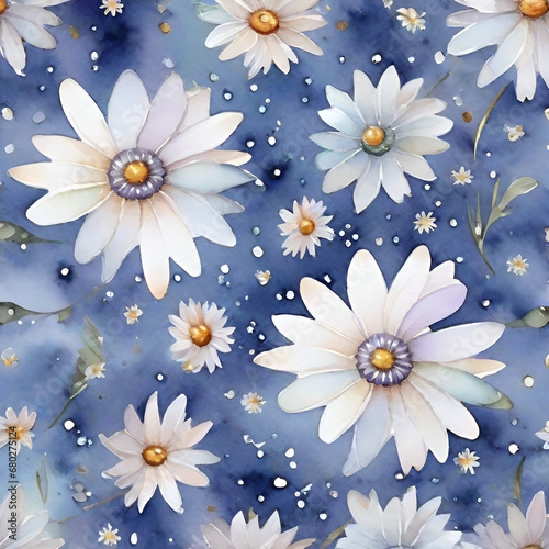 watercolor daisy pattern  generative ai 