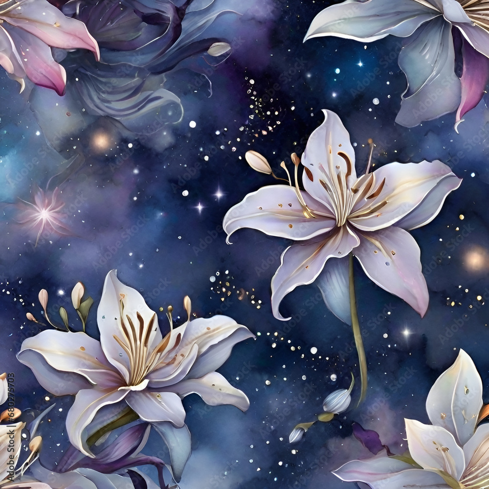 watercolor lily pattern, generative ai watercolor lily pattern, generative ai