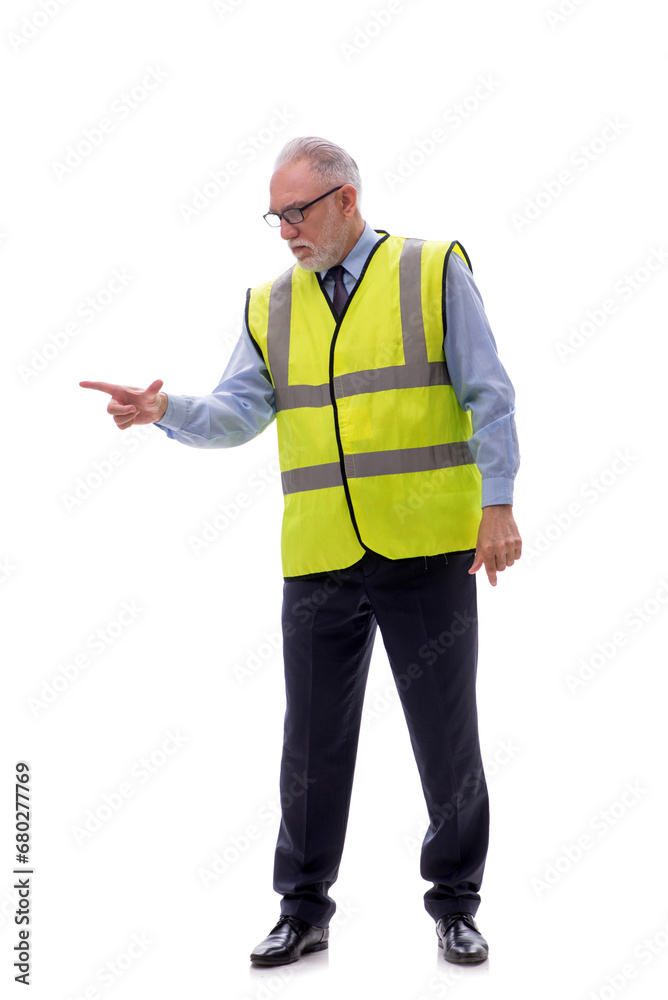 Old male architect isolated on white Old male architect isolated on white