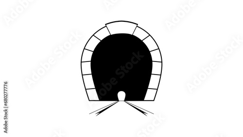 train tunnel , black isolated silhouette