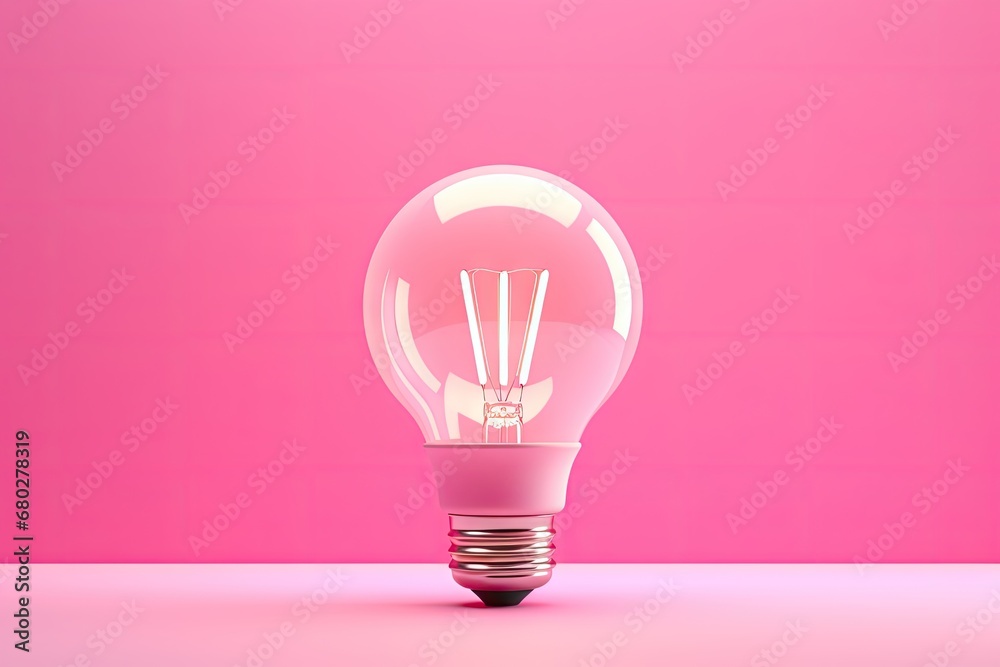 a light bulb on a pink background with a pink wall in the background and a pink wall in the background. a light bulb on a pink background with a pink wall in the background and a pink wall in the background.