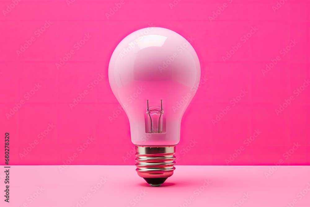 a pink light bulb sitting on top of a pink table next to a pink wall and a pink wall behind it. a pink light bulb sitting on top of a pink table next to a pink wall and a pink wall behind it.