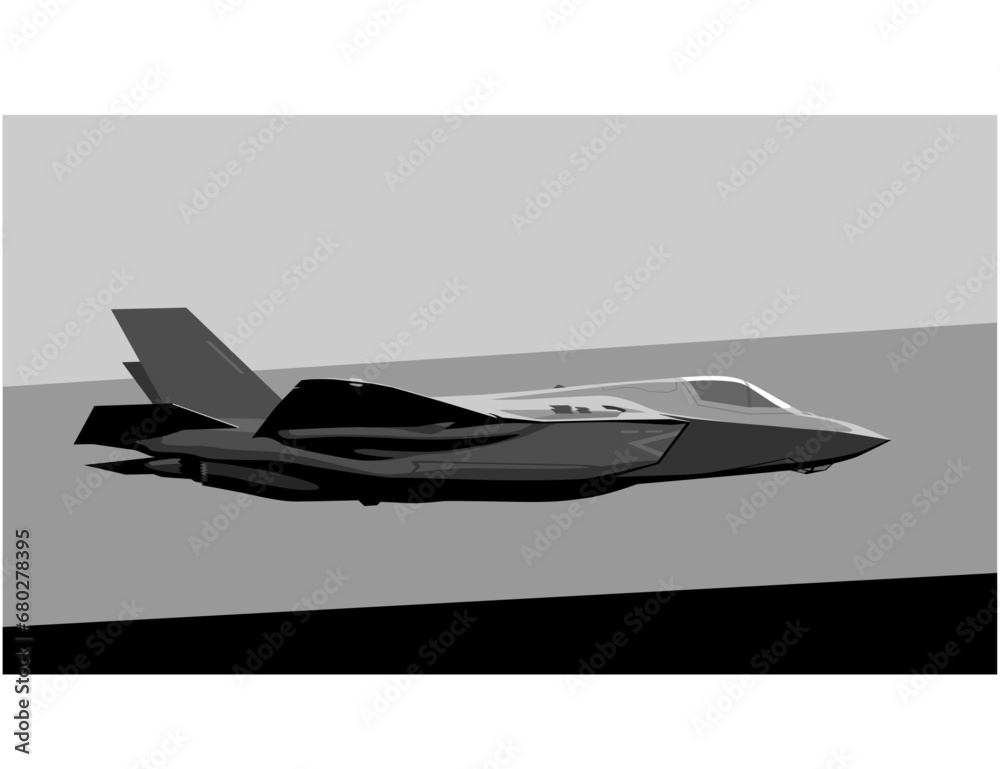 F-35B Lightning II stealth fighter jet. Stylized image for prints, poster and illustrations. F-35B Lightning II stealth fighter jet. Stylized image for prints, poster and illustrations.