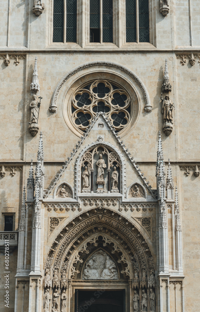 saint cathedral city facade of gothic church with figurines