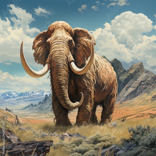 Wild Mammoth sky background wallpaper image AI generated art © Rahul