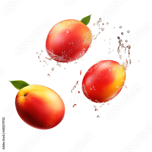 set of apricots, mangos, peaches isolated on white background, transparent background, cutout, png, canva