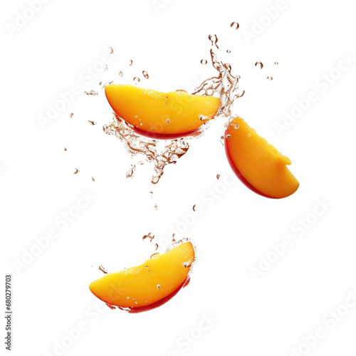 pieces of apricots, mangos, peaches isolated on white background, transparent background, cutout, png, canva